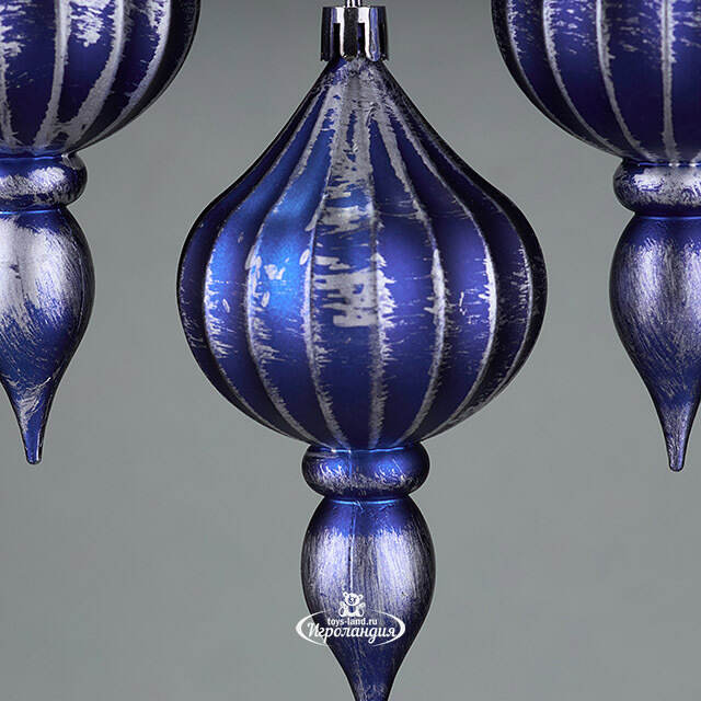 Елочная игрушка Fattura - Antique Blue 12 см, 4 шт, пластик Winter Deco