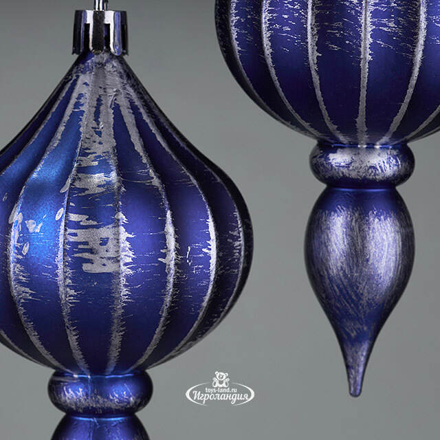 Елочная игрушка Fattura - Antique Blue 12 см, 4 шт, пластик Winter Deco