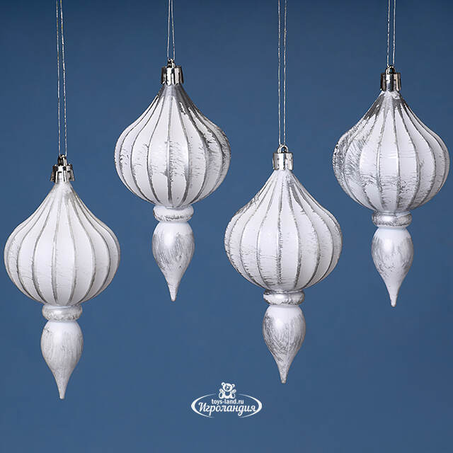 Елочная игрушка Fattura - Antique White 12 см, 4 шт, пластик Winter Deco