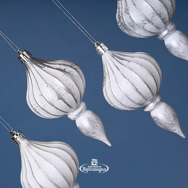 Елочная игрушка Fattura - Antique White 12 см, 4 шт, пластик Winter Deco