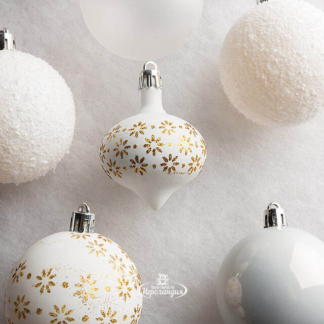 Набор пластиковых шаров Кастелло: Crystal White 6-14 см, 26 шт Winter Deco