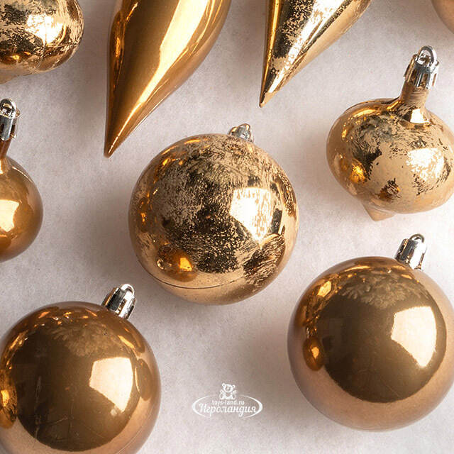 Набор пластиковых шаров Кастелло: Shining Sand 6-14 см, 26 шт Winter Deco