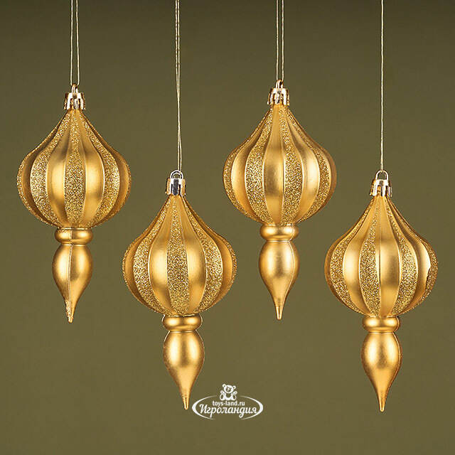 Елочная игрушка Eclatant - Dark Gold 12*6 см, 4 шт, пластик Winter Deco