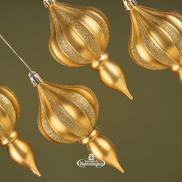 Елочная игрушка Eclatant - Dark Gold 12*6 см, 4 шт, пластик Winter Deco