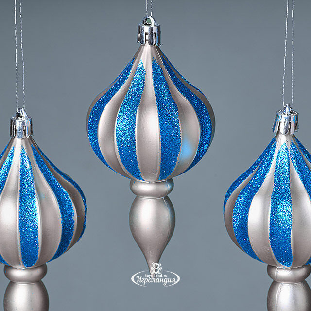 Елочная игрушка Eclatant - Silver Blue 12*6 см, 4 шт, пластик Winter Deco