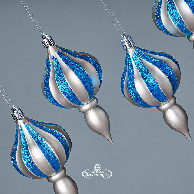 Елочная игрушка Eclatant - Silver Blue 12*6 см, 4 шт, пластик Winter Deco