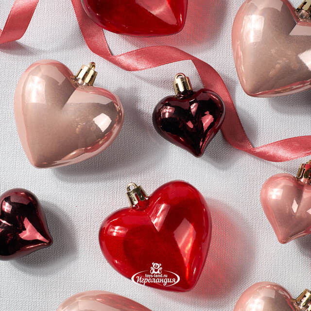 Набор елочных игрушек Сердечки: Lovely Xmas 5-7 см, 16 шт, пластик, подвеска Winter Deco