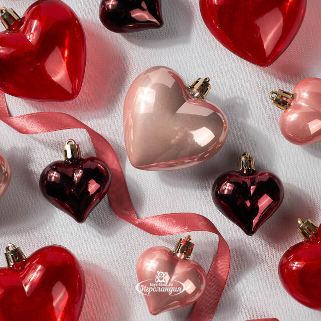Набор елочных игрушек Сердечки: Lovely Xmas 5-7 см, 16 шт, пластик, подвеска Winter Deco