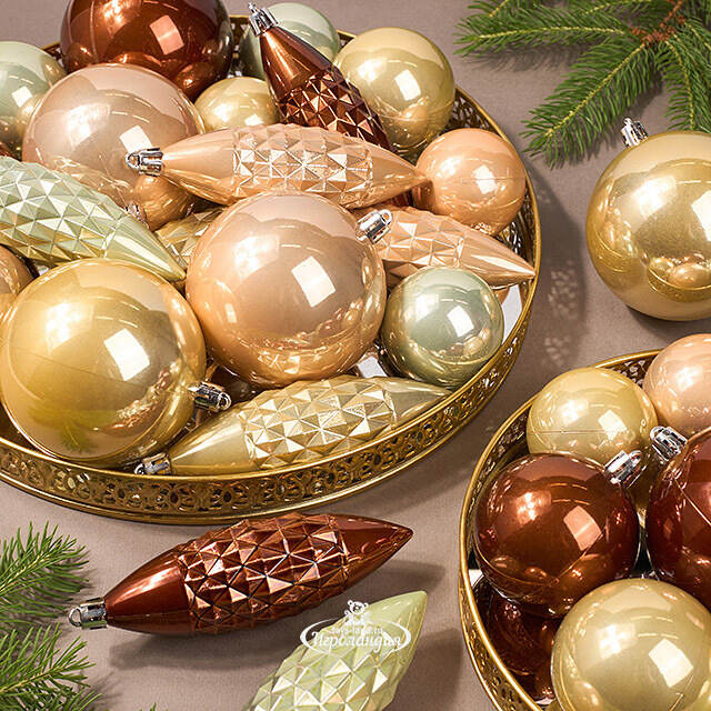 Набор пластиковых шаров Charmic - Nude Flowers 5-12 см, 31 шт Winter Deco