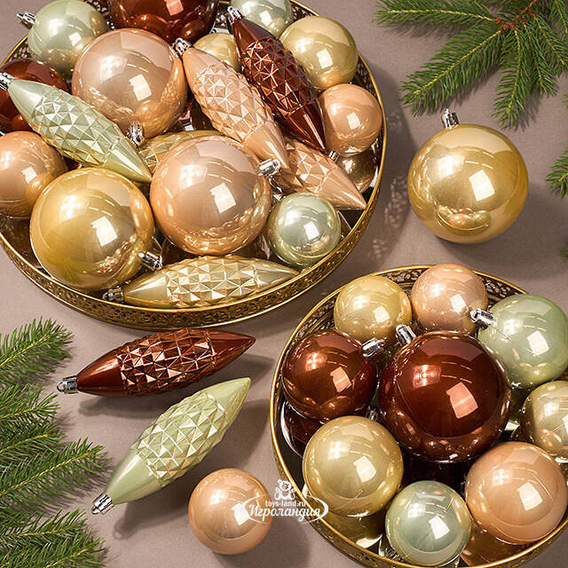 Набор пластиковых шаров Charmic - Nude Flowers 5-12 см, 31 шт Winter Deco