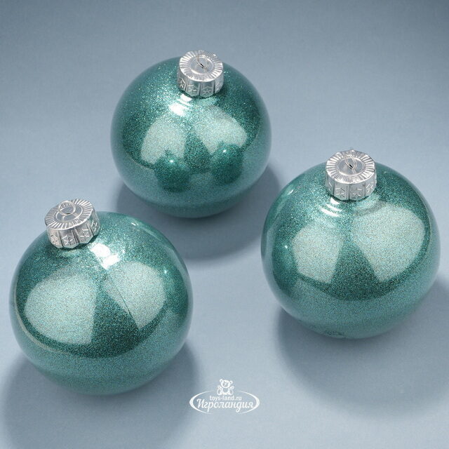 Набор пластиковых шаров Albertine - Голубые Гавайи 15 см, 3 шт Winter Deco
