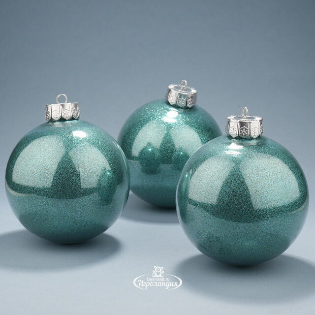 Набор пластиковых шаров Albertine - Голубые Гавайи 15 см, 3 шт Winter Deco