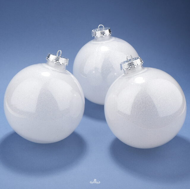 Набор пластиковых шаров Albertine - White Glaze 15 см, 3 шт Winter Deco