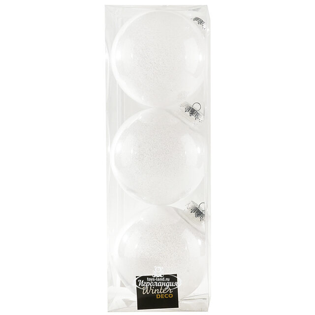 Набор пластиковых шаров Albertine - White Glaze 15 см, 3 шт Winter Deco