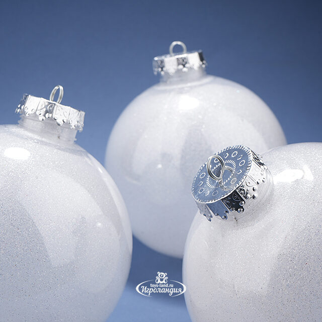 Набор пластиковых шаров Albertine - White Glaze 15 см, 3 шт Winter Deco