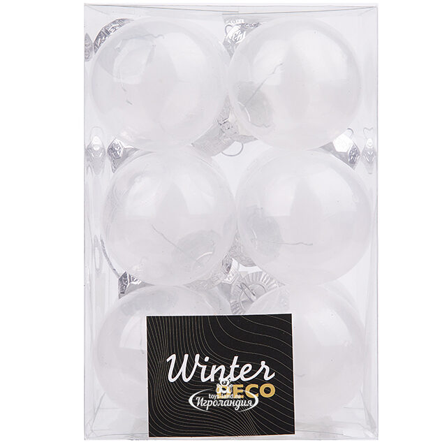 Набор пластиковых шаров Albertine - White Glaze 6 см, 12 шт Winter Deco