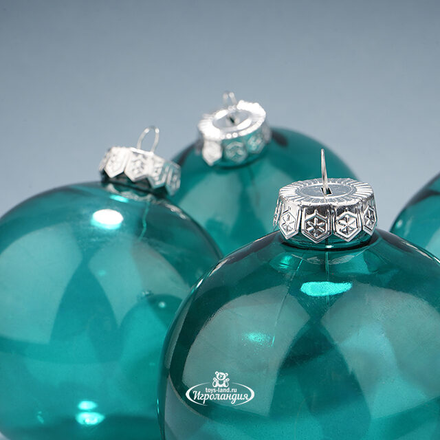 Набор пластиковых шаров Albertine Vitrobulles - Azure Hawaii 10 см, 4 шт Winter Deco
