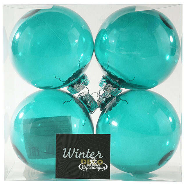 Набор пластиковых шаров Albertine Vitrobulles - Azure Hawaii 10 см, 4 шт Winter Deco