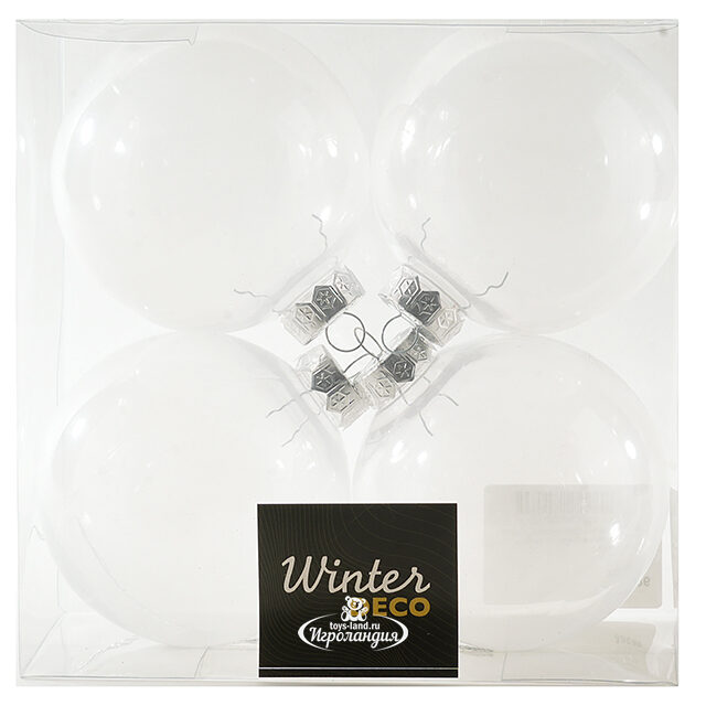 Набор пластиковых шаров Albertine - White Glaze 10 см, 4 шт Winter Deco