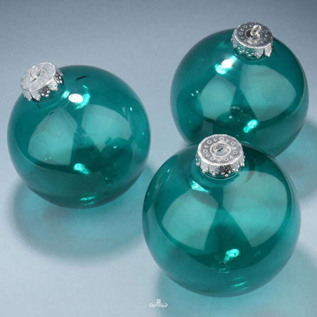Набор пластиковых глянцевых шаров Albertine - Голубые Гавайи 15 см, 3 шт Winter Deco