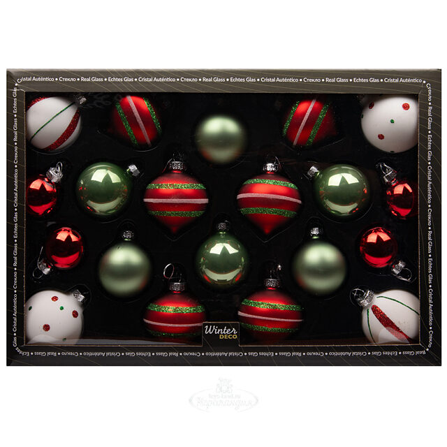 Набор стеклянных шаров Christmas Candy: Wonderful Time, 4-6 см, 20 шт Winter Deco