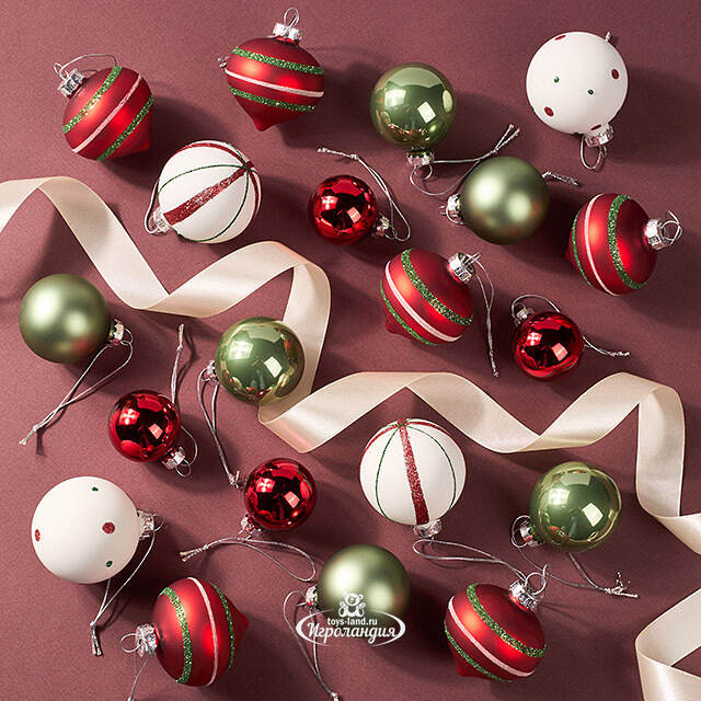 Набор стеклянных шаров Christmas Candy: Wonderful Time, 4-6 см, 20 шт Winter Deco