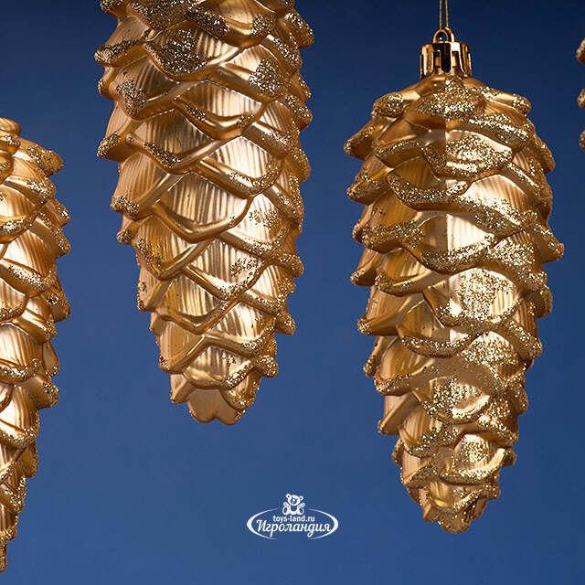 Елочная игрушка Шишка Monfalcone 11 см темно-золотая, 6 шт, пластик Winter Deco