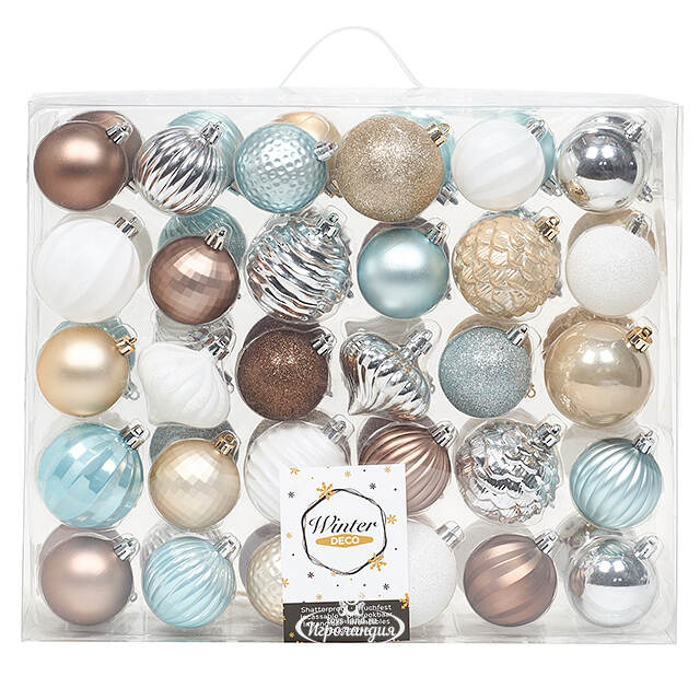 Набор пластиковых шаров Magic Suite: Морозный Рассвет, 6-7 см, 60 шт Winter Deco
