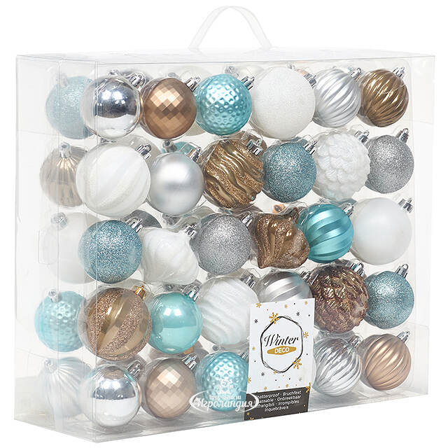 Набор пластиковых шаров Magic Suite: Обаяние Арктики, 6-7 см, 60 шт Winter Deco
