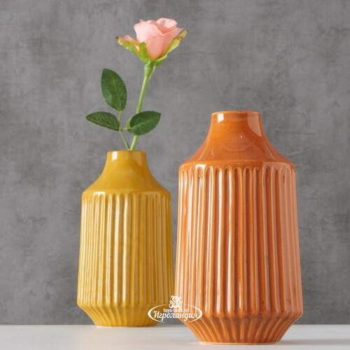 Керамическая ваза Оливия 20 см горчичная Boltze