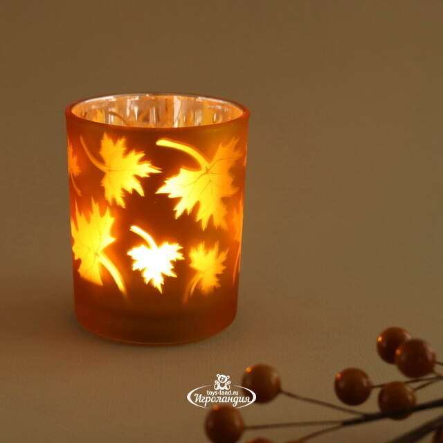 Стеклянный подсвечник Maple Joy 8 см оранжевый Boltze (Больтце)
