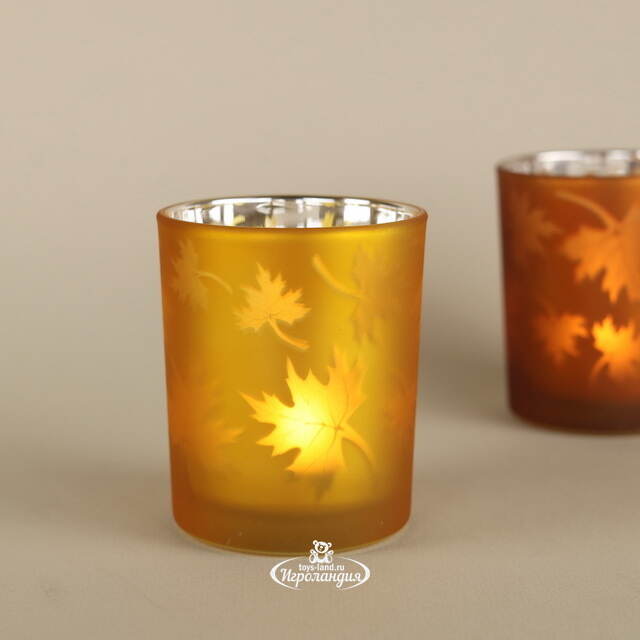 Стеклянный подсвечник Maple Joy 8 см оранжевый Boltze (Больтце)