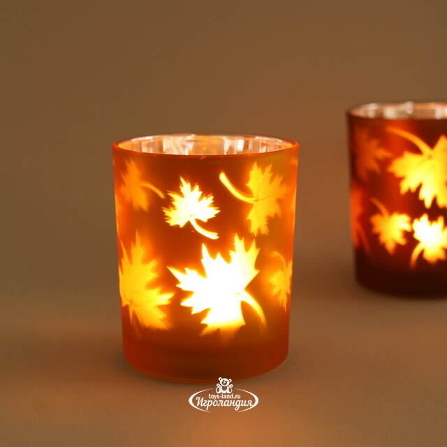 Стеклянный подсвечник Maple Joy 8 см оранжевый Boltze (Больтце)