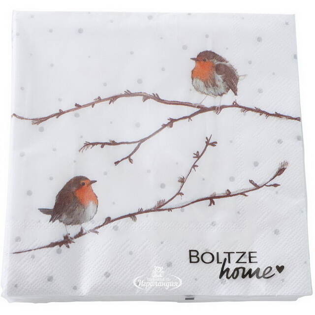 Бумажные салфетки Снегири на ветке 17*17 см, 20 шт Boltze