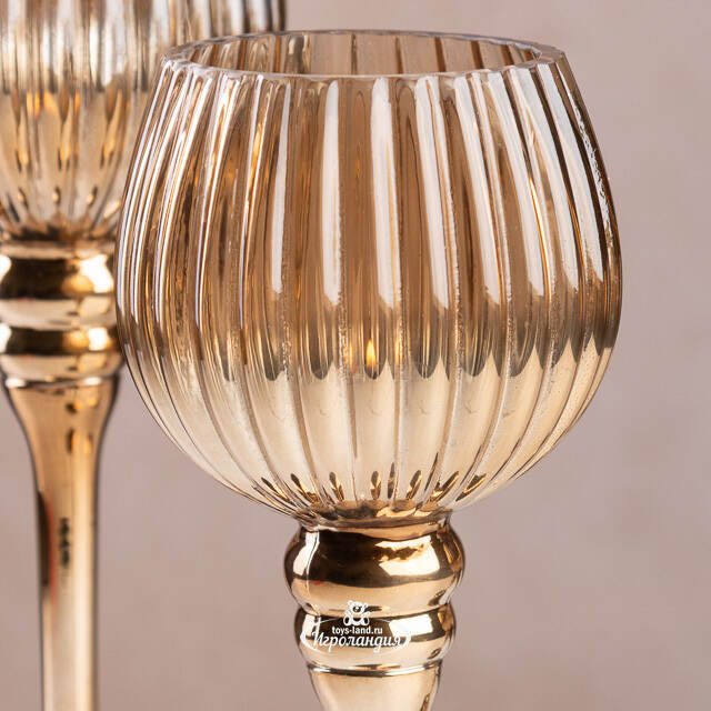 Набор стеклянных подсвечников-бокалов Мельбурн 20-30 см, 3 шт Boltze