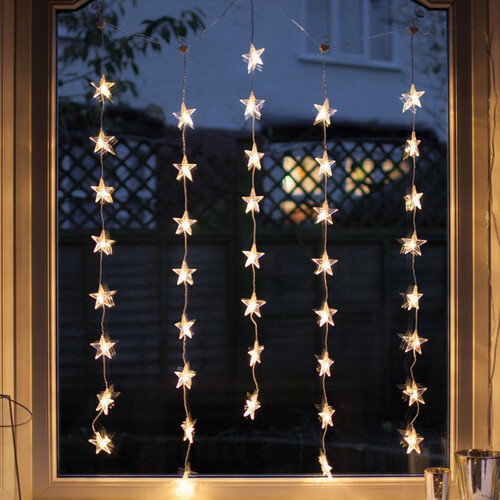 Гирлянда на окно Звездочки 0.9*1.2 м, 30 теплых белых LED ламп, прозрачный ПВХ, IP20 Star Trading