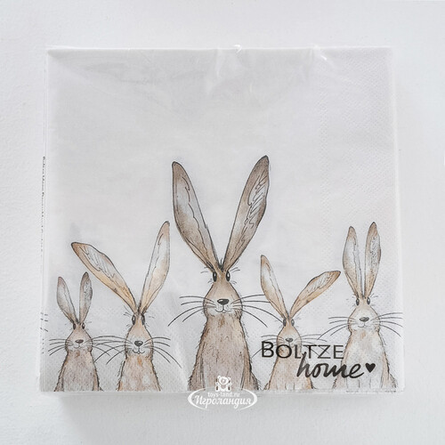 Бумажные салфетки Любопытные Крольчата 17*17 см, 20 шт Boltze