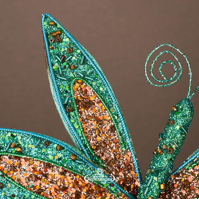 Елочная игрушка Бабочка Буколики 35 см бирюзовая, клипса Winter Deco