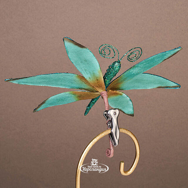 Елочная игрушка Бабочка Буколики 35 см бирюзовая, клипса Winter Deco