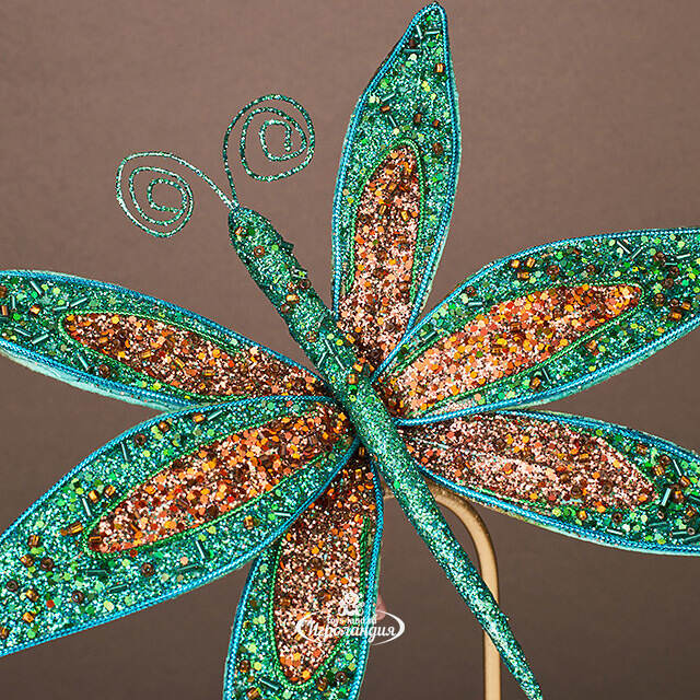 Елочная игрушка Бабочка Буколики 35 см бирюзовая, клипса Winter Deco