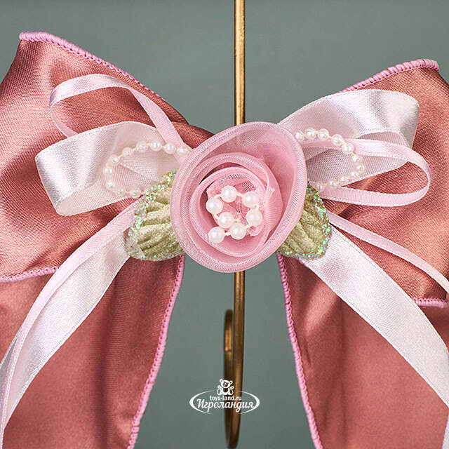 Бант для декора Лотария 16 см, пудровый, клипса Winter Deco