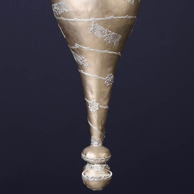 Винтажная елочная игрушка Сосулька Милана 25 см, серебряная, подвеска Winter Deco