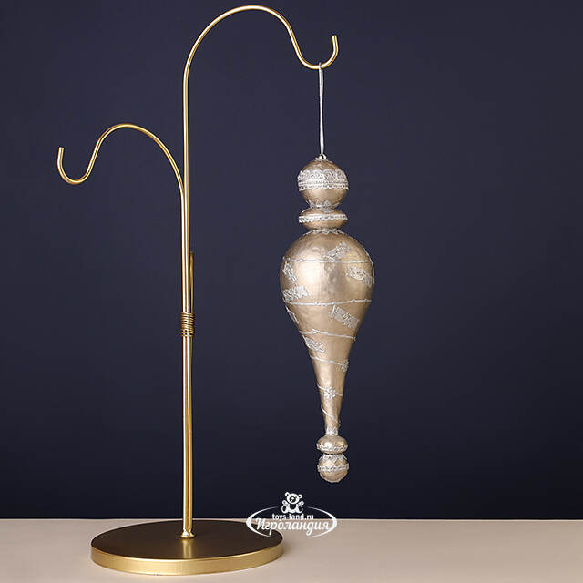 Винтажная елочная игрушка Сосулька Милана 25 см, серебряная, подвеска Winter Deco