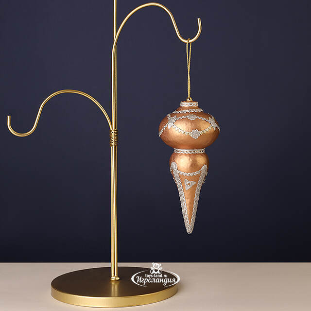 Винтажная елочная игрушка Сосулька Arrivederci 18 см, розовое золото, подвеска Winter Deco