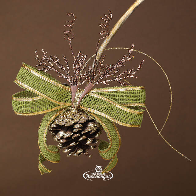 Бант на елку Ожеро: Лес Саксен 20 см оливковый, клипса Winter Deco