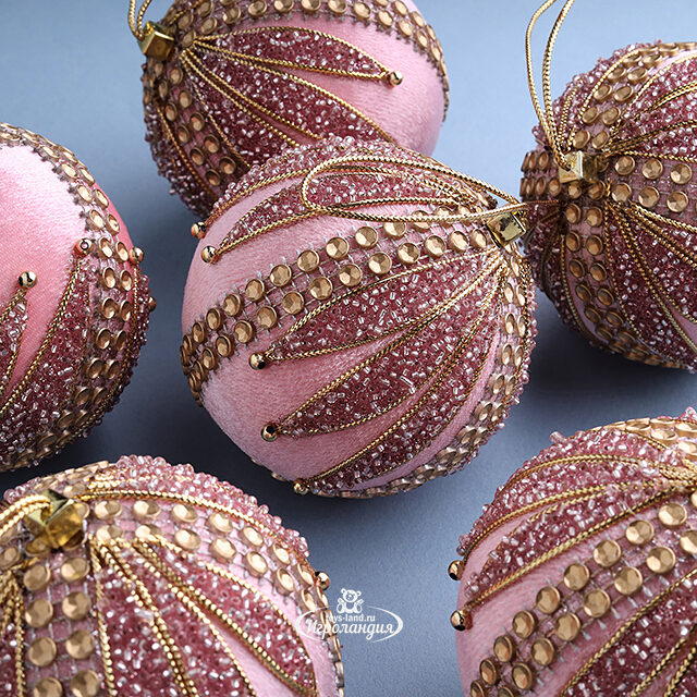Набор елочных шаров Флорентийская Романеска 8 см розовый, 6 шт Winter Deco
