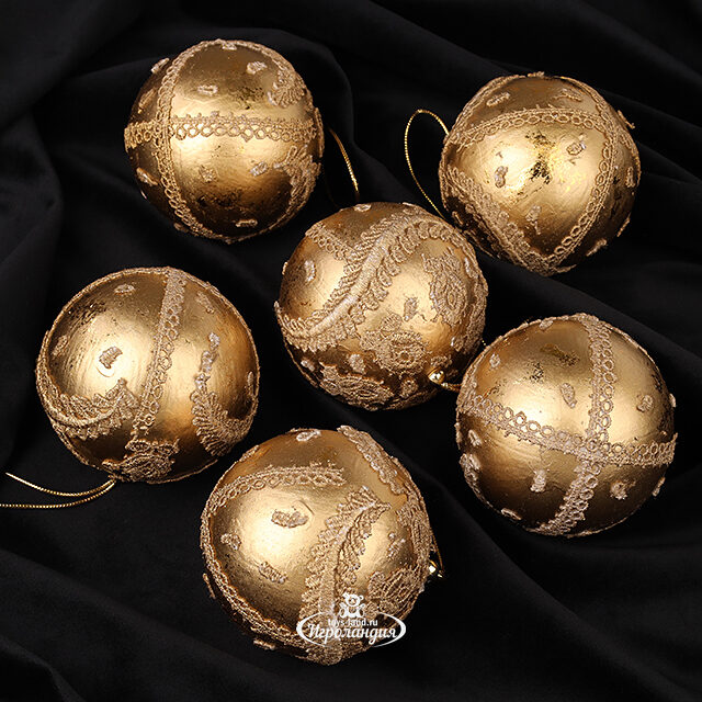 Набор елочных шаров Antique Gold Mezzo 8 см, 6 шт Winter Deco