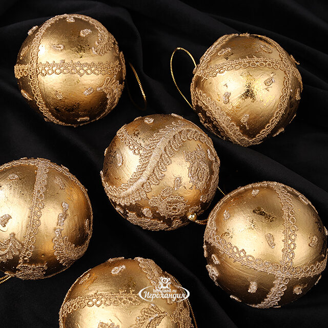 Набор елочных шаров Antique Gold Mezzo 8 см, 6 шт Winter Deco