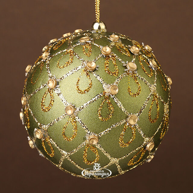 Набор елочных шаров Dynasty Hanchao 9 см оливковый, 6 шт Winter Deco