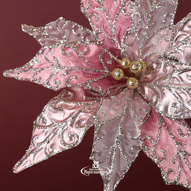 Искусственная пуансеттия Aemilius 25 см пудровая, клипса Winter Deco